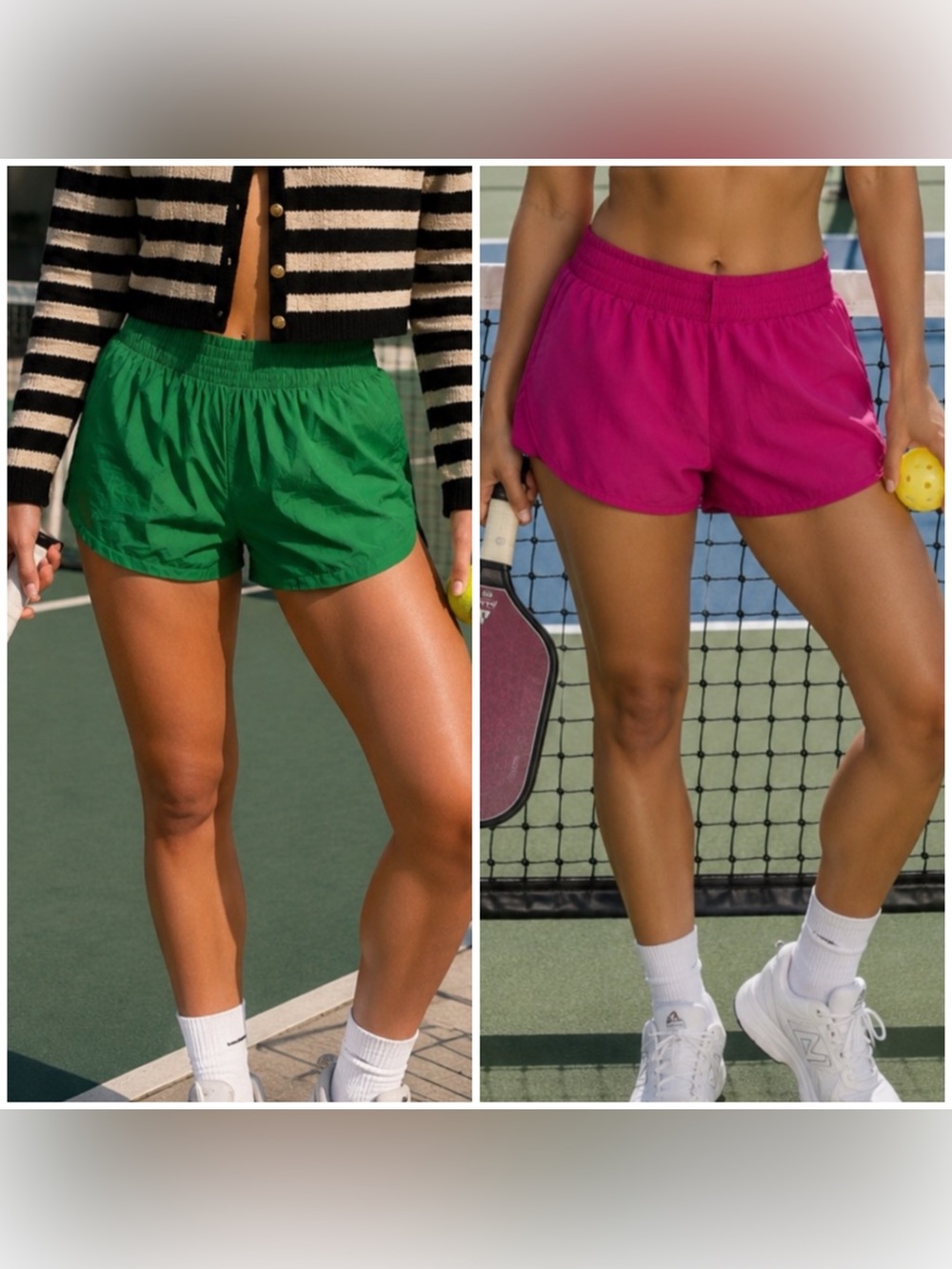 Set of twoall in motion Women’s Athletic Shorts in Green and Fuchsia
